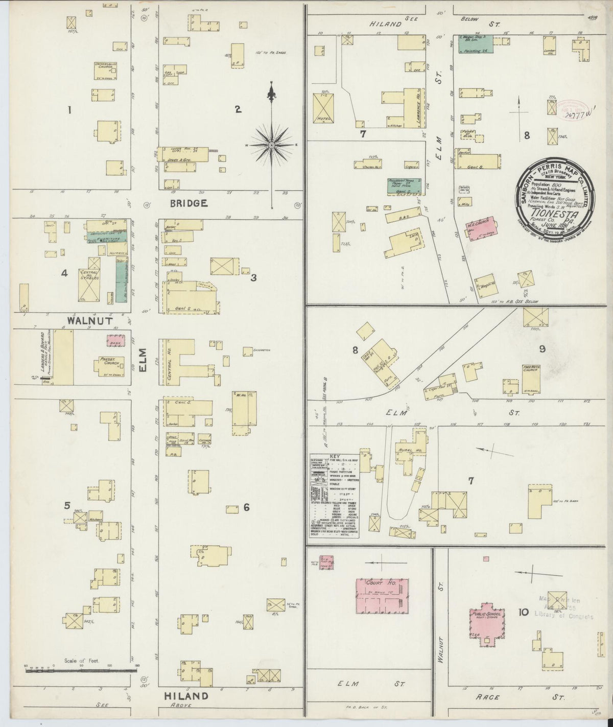 Sanborn Fire Insurance Map from Tionesta, Forest County, Pennsylvania (1891), Sheet #0001 - Historic Sanborn Fire Insurance Map Print, vintage old map wall art, antique decor, genealogy gift, Pennsylvania Pennsylvania map