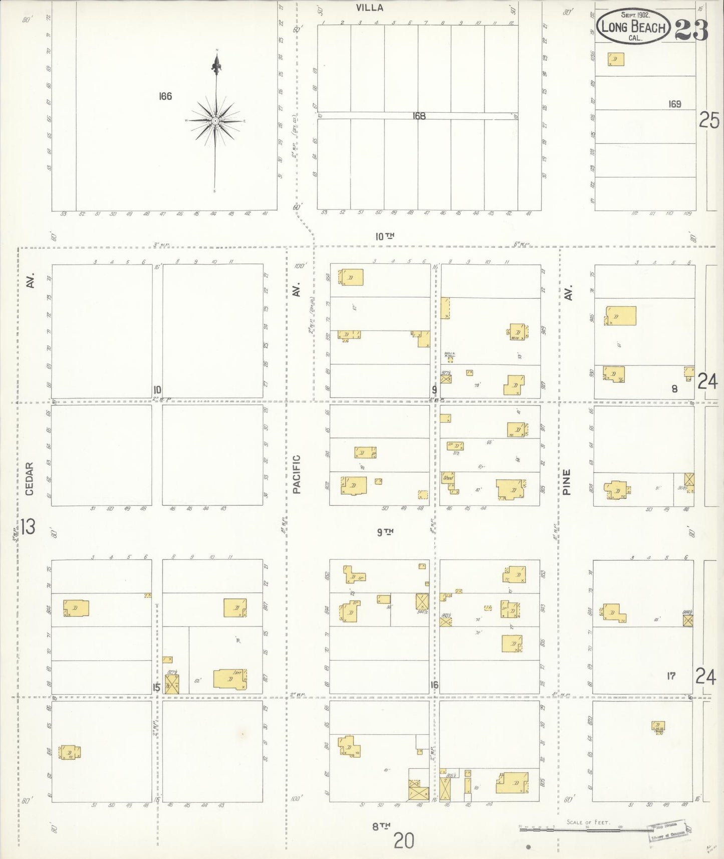 Sanborn Fire Insurance Map from Long Beach, Los Angeles County, California (1902), Sheet #0023 - Historic Sanborn Fire Insurance Map Print, vintage old map wall art, antique decor, genealogy gift, California California map