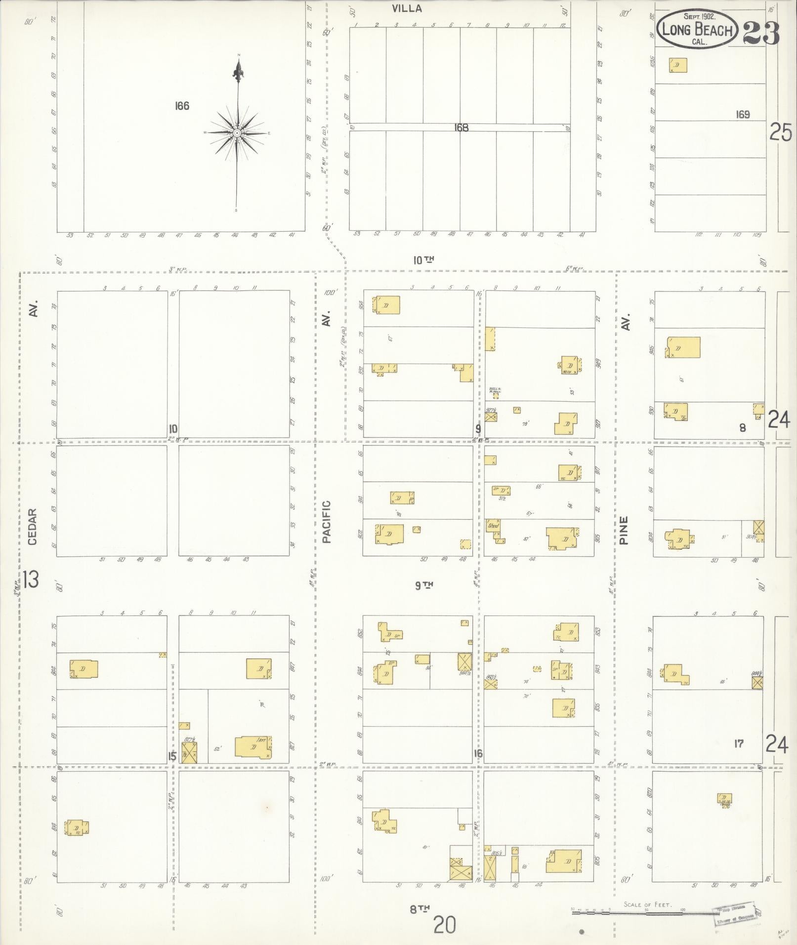 Sanborn Fire Insurance Map from Long Beach, Los Angeles County, California (1902), Sheet #0023 - Historic Sanborn Fire Insurance Map Print, vintage old map wall art, antique decor, genealogy gift, California California map