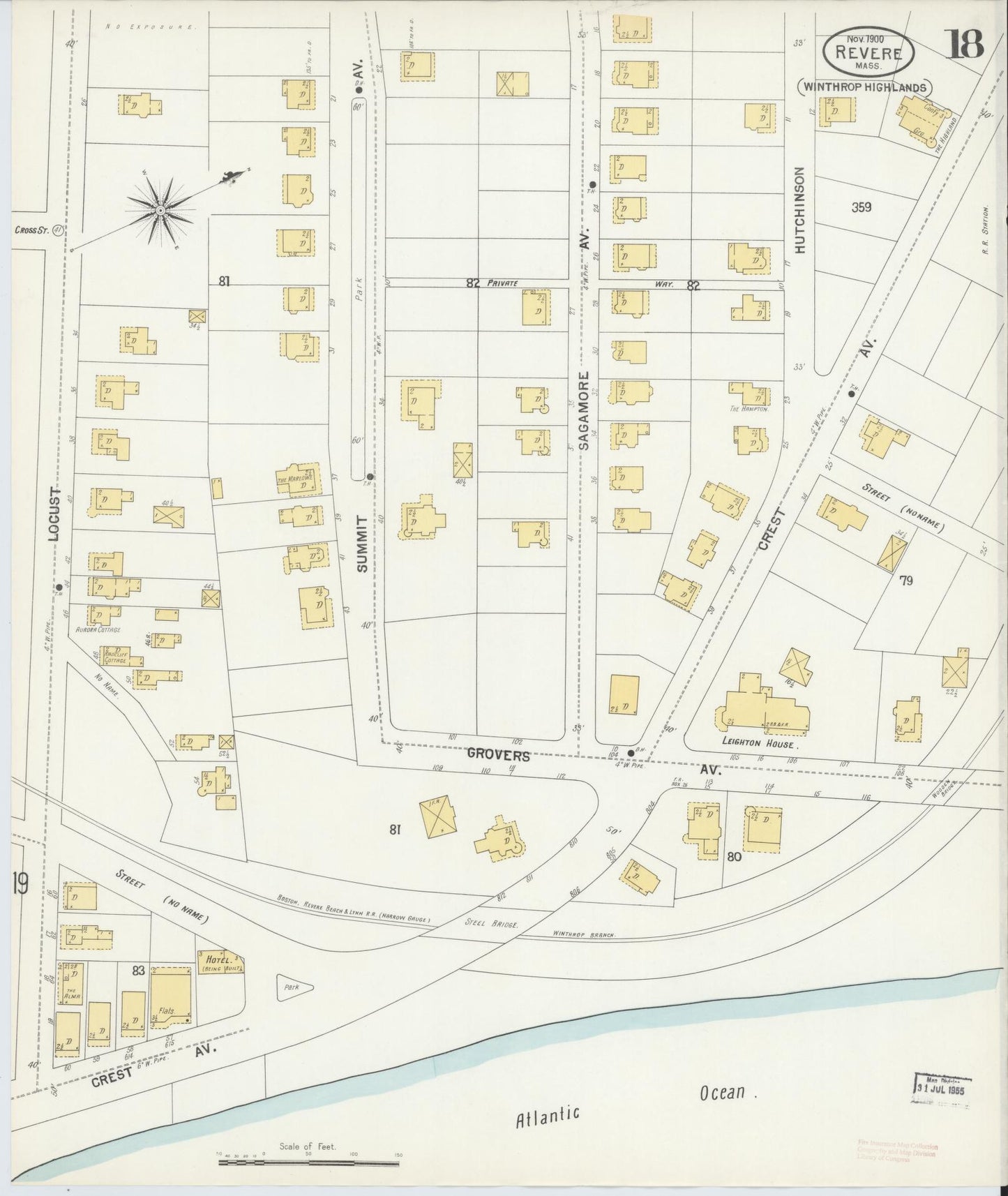Sanborn Fire Insurance Map from Revere, Suffolk County, Massachusetts (1900), Sheet #0018 - Complete Map Set gallery image, historic Sanborn map, vintage wall art, Massachusetts Massachusetts