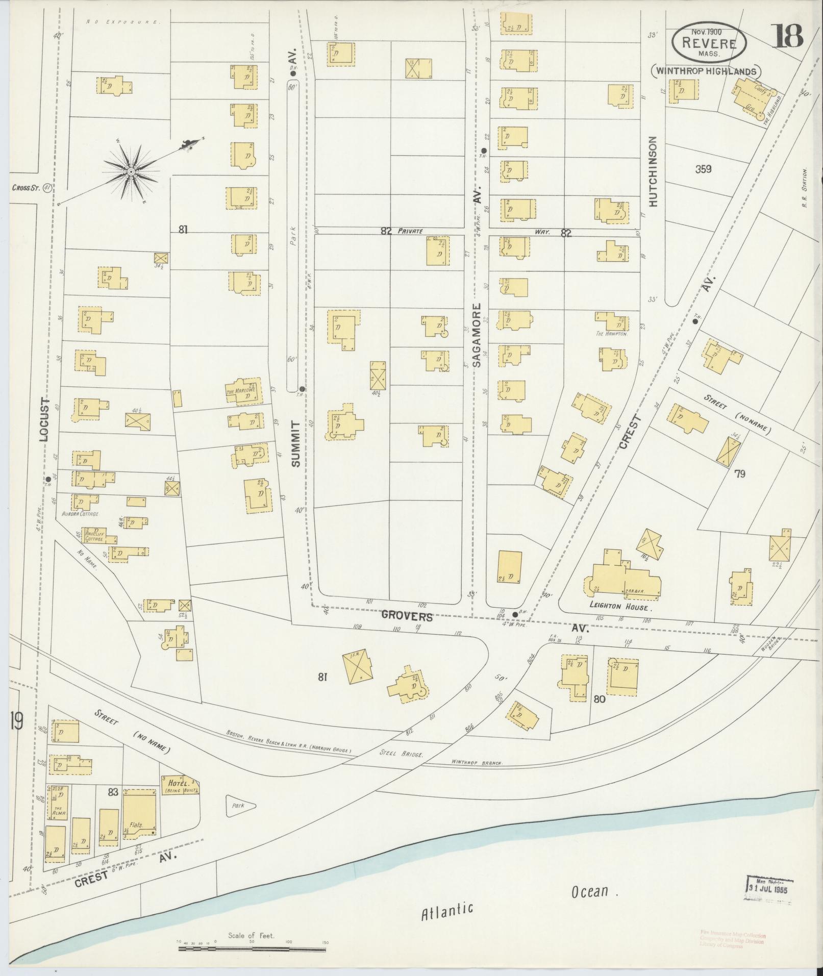 Sanborn Fire Insurance Map from Revere, Suffolk County, Massachusetts (1900), Sheet #0018 - Complete Map Set gallery image, historic Sanborn map, vintage wall art, Massachusetts Massachusetts