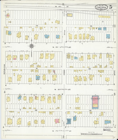 Sanborn Fire Insurance Map from Concordia, Cloud County, Kansas (1911), Sheet #0005 - Complete Map Set gallery image, historic Sanborn map, vintage wall art, Kansas Kansas
