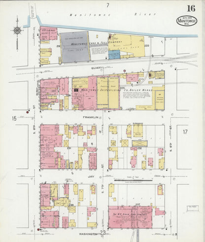 Sanborn Fire Insurance Map from Manitowoc, Manitowoc County, Wisconsin (1919), Sheet #0016 - Complete Map Set gallery image, historic Sanborn map, vintage wall art, Wisconsin Wisconsin