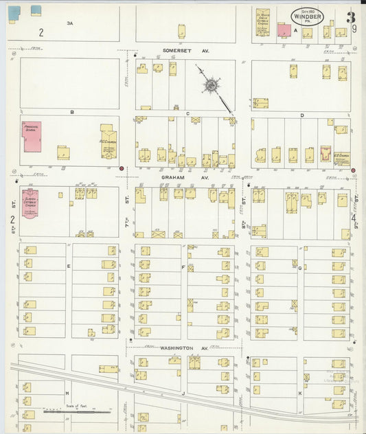 Sanborn Fire Insurance Map from Windber, Somerset County, Pennsylvania (1910), Sheet #0003 - Historic Sanborn Fire Insurance Map Print, vintage old map wall art, antique decor, genealogy gift, Pennsylvania Pennsylvania map