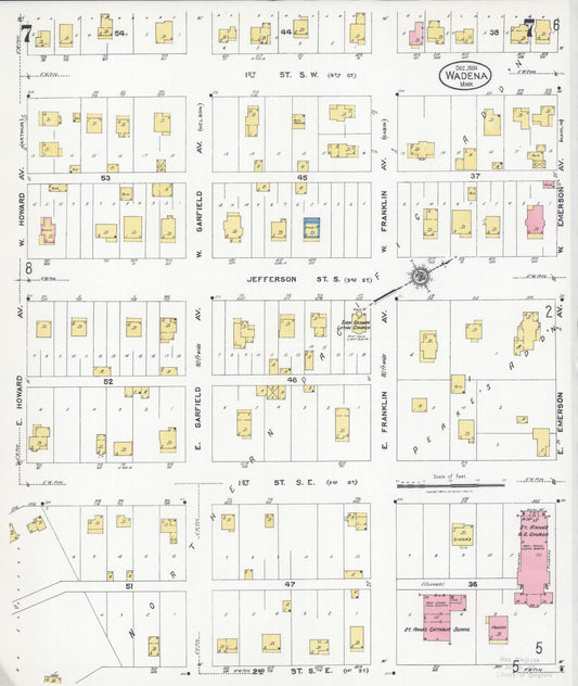 Sanborn Fire Insurance Map from Wadena, Wadena County, Minnesota (1924), Sheet #0007 - Historic Sanborn Fire Insurance Map Print, vintage old map wall art, antique decor, genealogy gift, Minnesota Minnesota map