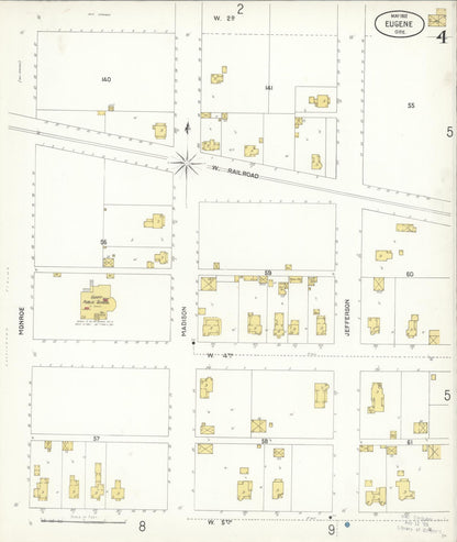 Sanborn Fire Insurance Map from Eugene, Lane County, Oregon (1902), Sheet #0004 - Complete Map Set gallery image, historic Sanborn map, vintage wall art, Oregon Oregon