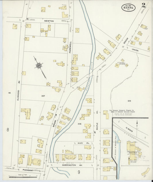 Sanborn Fire Insurance Map from Barre, Washington County, Vermont (1910), Sheet #0002 - Historic Sanborn Fire Insurance Map Print, vintage old map wall art, antique decor, genealogy gift, Vermont Vermont map