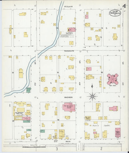 Sanborn Fire Insurance Map from Vandalia, Fayette County, Illinois (1906), Sheet #0004 - Complete Map Set gallery image, historic Sanborn map, vintage wall art, Illinois Illinois