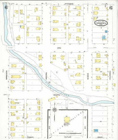 Sanborn Fire Insurance Map from Hawarden, Sioux County, Iowa (1924), Sheet #0006 - Historic Sanborn Fire Insurance Map Print