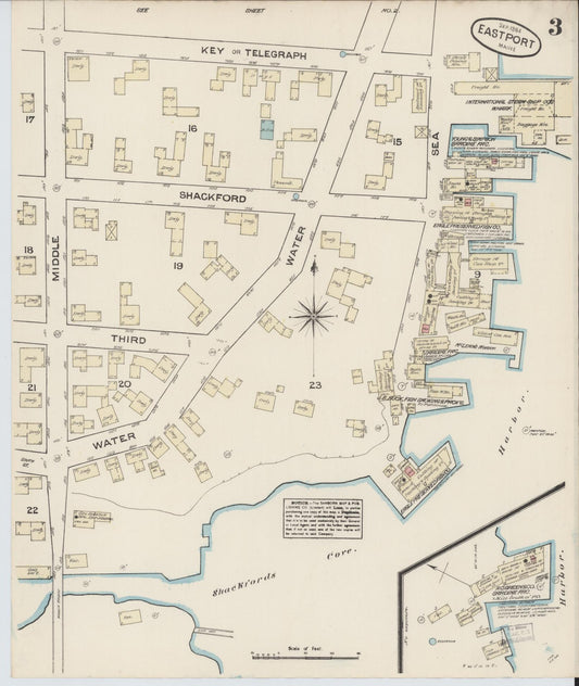 Sanborn Fire Insurance Map from Eastport, Washington County, Maine (1884), Sheet #0003 - Historic Sanborn Fire Insurance Map Print, vintage old map wall art, antique decor, genealogy gift, Maine Maine map