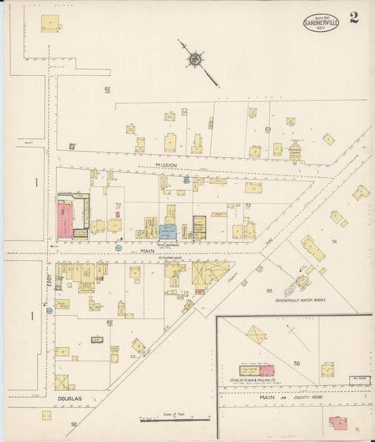 Sanborn Fire Insurance Map from Gardnerville, Douglas County, Nevada (1912), Sheet #0002 - Historic Sanborn Fire Insurance Map Print, vintage old map wall art, antique decor, genealogy gift, Nevada Nevada map