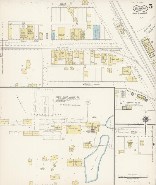 Sanborn Fire Insurance Map from Stanwood, Snohomish County, Washington (1918), Sheet #0005 - Historic Sanborn Fire Insurance Map Print, vintage old map wall art, antique decor, genealogy gift, Washington Washington map