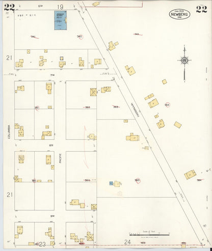 Sanborn Fire Insurance Map from Newberg, Yamhill County, Oregon (1934), Sheet #0022 - Complete Map Set gallery image, historic Sanborn map, vintage wall art, Oregon Oregon