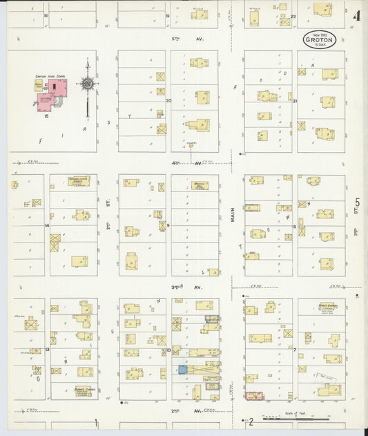 Sanborn Fire Insurance Map from Groton, Brown County, South Dakota (1910), Sheet #0004 - Historic Sanborn Fire Insurance Map Print, vintage old map wall art, antique decor, genealogy gift, South Dakota South Dakota map