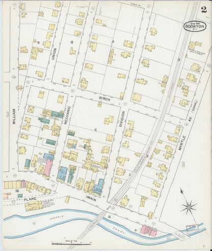 Sanborn Fire Insurance Map from Boonton, Morris County, New Jersey (1892), Sheet #0002 - Complete Map Set gallery image, historic Sanborn map, vintage wall art, New Jersey New Jersey