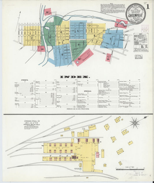 Sanborn Fire Insurance Map from Greenville, Mercer County, Pennsylvania (1904), Sheet #0001 - Historic Sanborn Fire Insurance Map Print, vintage old map wall art, antique decor, genealogy gift, Pennsylvania Pennsylvania map