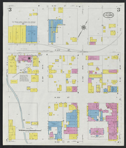 Sanborn Fire Insurance Map from Cullman, Cullman County, Alabama (1926), Sheet #0003 - Complete Map Set gallery image, historic Sanborn map, vintage wall art, Alabama Alabama