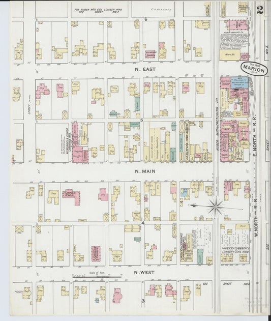 Sanborn Fire Insurance Map from Marion, Marion County, Ohio (1888), Sheet #0002 - Historic Sanborn Fire Insurance Map Print, vintage old map wall art, antique decor, genealogy gift, Ohio Ohio map