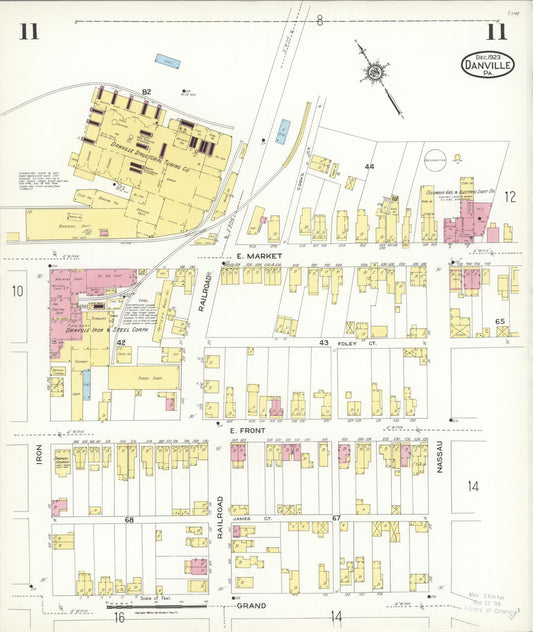 Sanborn Fire Insurance Map from Danville, Montour County, Pennsylvania (1923), Sheet #0011 - Historic Sanborn Fire Insurance Map Print, vintage old map wall art, antique decor, genealogy gift, Pennsylvania Pennsylvania map