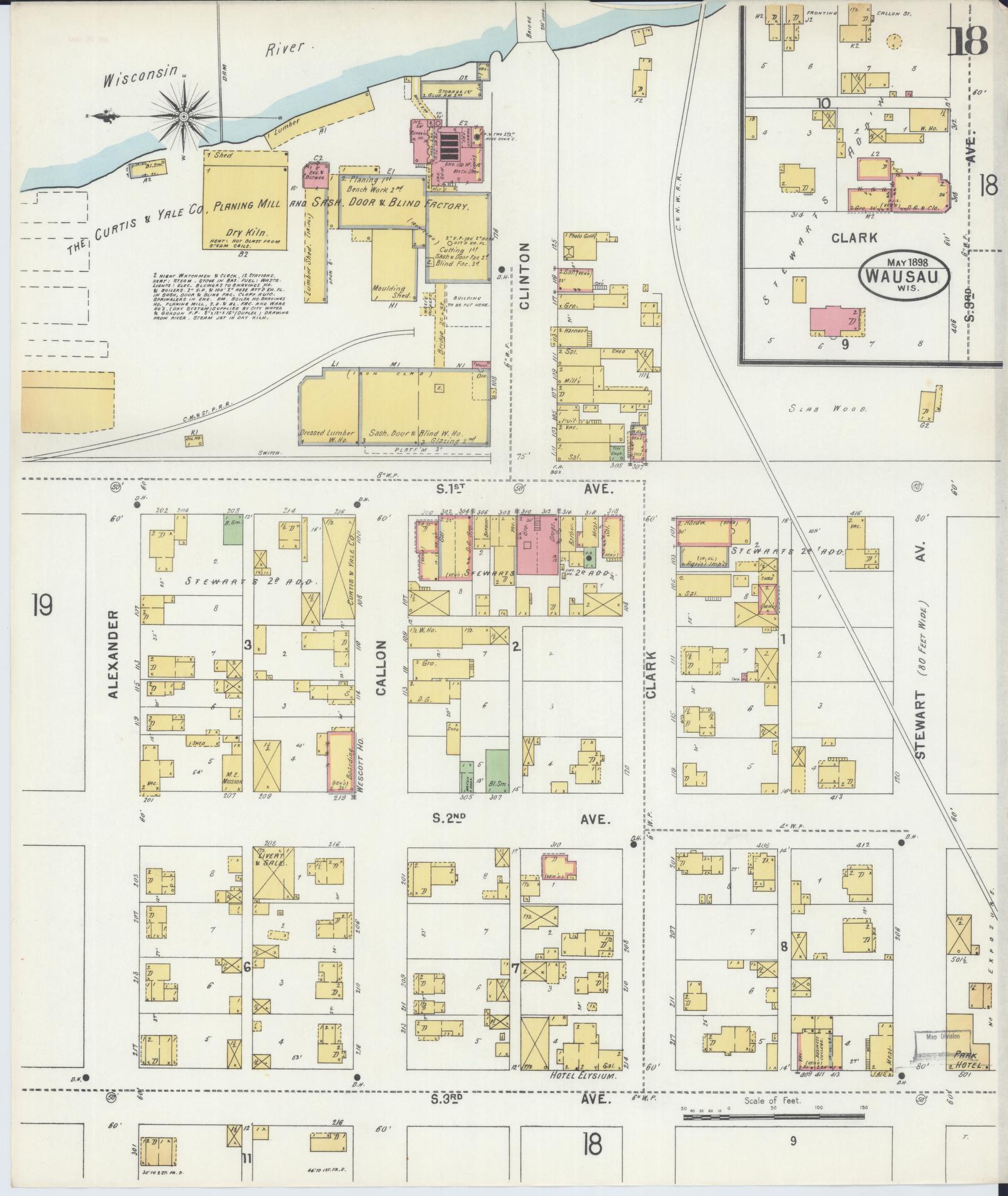 Sanborn Fire Insurance Map from Wausau, Marathon County, Wisconsin (1898), Sheet #0018 - Complete Map Set gallery image, historic Sanborn map, vintage wall art, Wisconsin Wisconsin