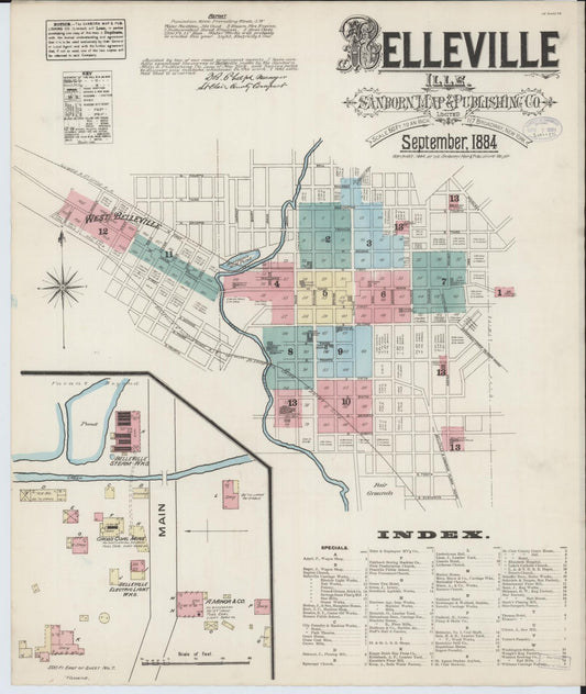 Sanborn Fire Insurance Map from Belleville, Saint Clair County, Illinois (1884), Sheet #0001 - Complete Map Set gallery image, historic Sanborn map, vintage wall art, Illinois Illinois