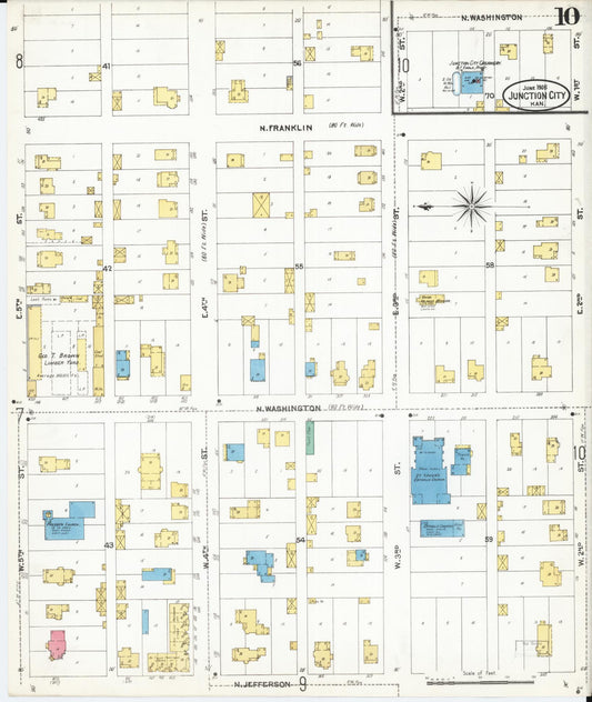 Sanborn Fire Insurance Map from Junction City, Geary County, Kansas (1905), Sheet #0010 - Historic Sanborn Fire Insurance Map Print, vintage old map wall art, antique decor, genealogy gift, Kansas Kansas map