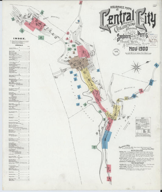 Sanborn Fire Insurance Map from Central City, Gilpin County, Colorado. (1900) – Historic Sanborn Fire Insurance Map Print