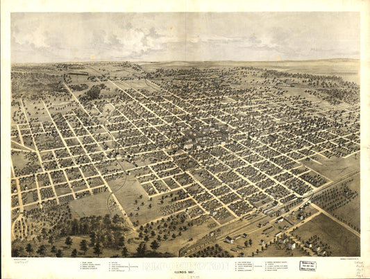 Bloomington, Illinois 1867. (1867) – Historic Bird’s-Eye View Panorama Print