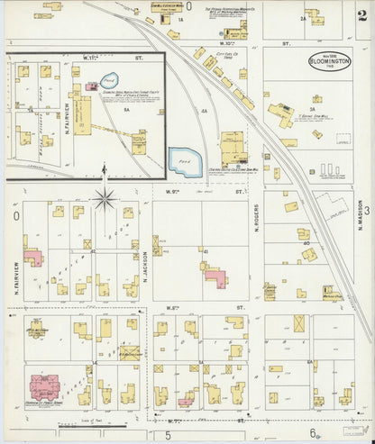 Sanborn Fire Insurance Map from Bloomington, Monroe County, Indiana (1898), Sheet #0002 - Complete Map Set gallery image, historic Sanborn map, vintage wall art, Indiana Indiana