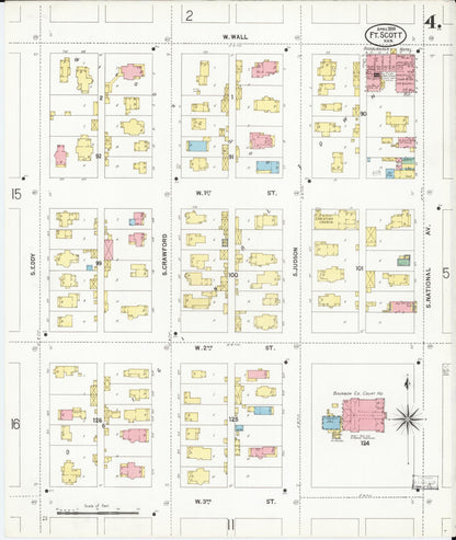 Sanborn Fire Insurance Map from Fort Scott, Bourbon County, Kansas (1899), Sheet #0004 - Complete Map Set gallery image, historic Sanborn map, vintage wall art, Kansas Kansas