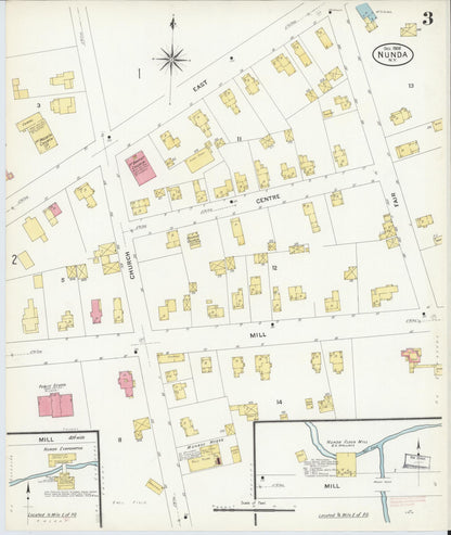 Sanborn Fire Insurance Map from Nunda, Livingston County, New York (1908), Sheet #0003 - Historic Sanborn Fire Insurance Map Print, vintage old map wall art, antique decor, genealogy gift, New York New York map