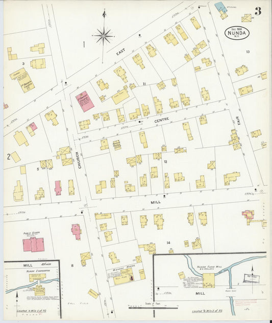 Sanborn Fire Insurance Map from Nunda, Livingston County, New York (1908), Sheet #0003 - Historic Sanborn Fire Insurance Map Print, vintage old map wall art, antique decor, genealogy gift, New York New York map