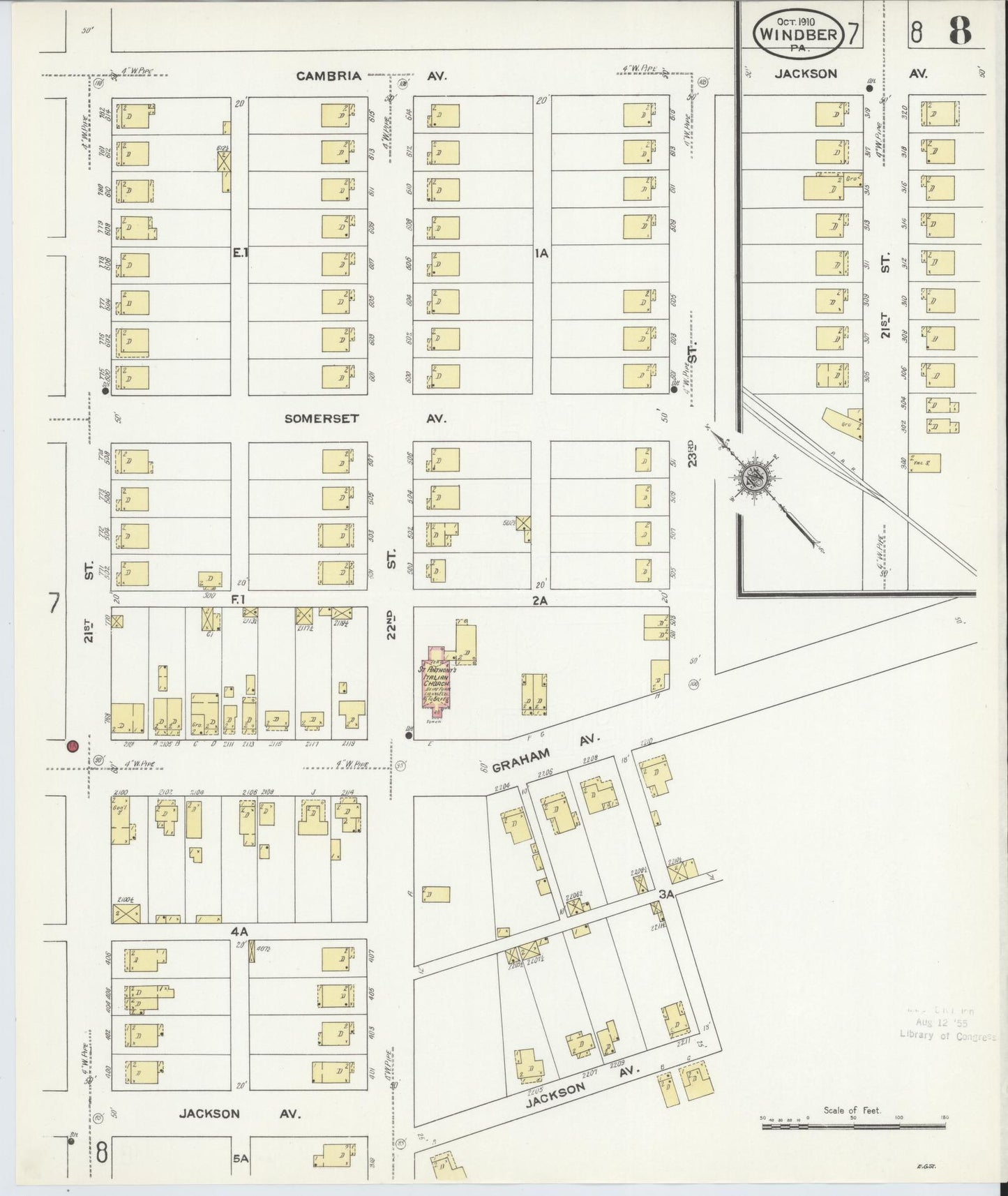 Sanborn Fire Insurance Map from Windber, Somerset County, Pennsylvania (1910), Sheet #0008 - Complete Map Set gallery image, historic Sanborn map, vintage wall art, Pennsylvania Pennsylvania