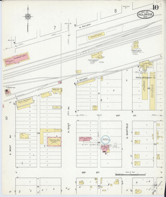 Sanborn Fire Insurance Map from Holdrege, Phelps County, Nebraska (1915), Sheet #0010 - Historic Sanborn Fire Insurance Map Print, vintage old map wall art, antique decor, genealogy gift, Nebraska Nebraska map