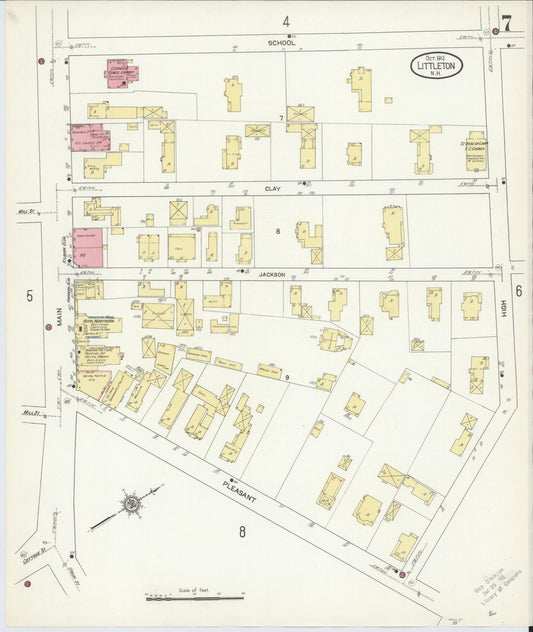 Sanborn Fire Insurance Map from Littleton, Grafton County, New Hampshire (1912), Sheet #0007 - Historic Sanborn Fire Insurance Map Print, vintage old map wall art, antique decor, genealogy gift, New Hampshire New Hampshire map