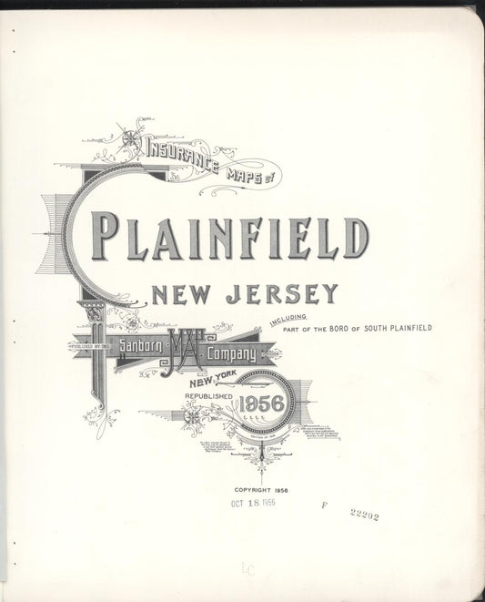 Sanborn Fire Insurance Map from Plainfield, Union and Somerset Counties, New Jersey. (1956) – Historic Sanborn Fire Insurance Map Print