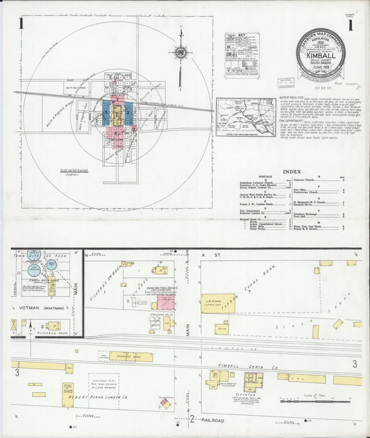 Sanborn Fire Insurance Map from Kimball, Brule County, South Dakota (1928), Sheet #0001 - Complete Map Set gallery image, historic Sanborn map, vintage wall art, South Dakota South Dakota