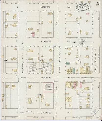 Sanborn Fire Insurance Map from Kearney, Buffalo County, Nebraska (1887), Sheet #0005 - Complete Map Set gallery image, historic Sanborn map, vintage wall art, Nebraska Nebraska