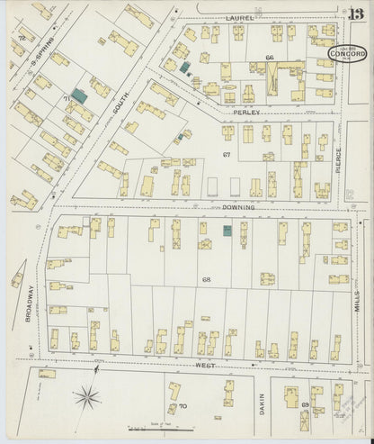 Sanborn Fire Insurance Map from Concord, Merrimack County, New Hampshire (1893), Sheet #0013 - Complete Map Set gallery image, historic Sanborn map, vintage wall art, New Hampshire New Hampshire