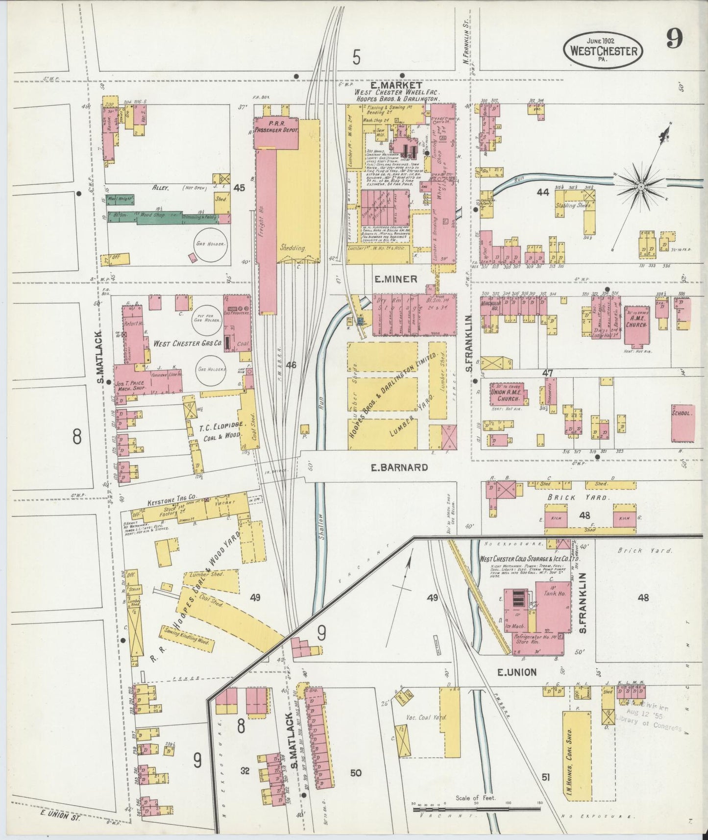 Sanborn Fire Insurance Map from West Chester, Chester County, Pennsylvania (1902), Sheet #0009 - Complete Map Set gallery image, historic Sanborn map, vintage wall art, Pennsylvania Pennsylvania