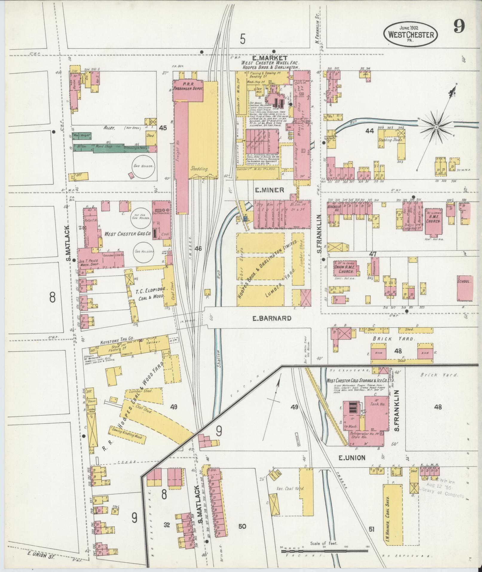 Sanborn Fire Insurance Map from West Chester, Chester County, Pennsylvania (1902), Sheet #0009 - Complete Map Set gallery image, historic Sanborn map, vintage wall art, Pennsylvania Pennsylvania