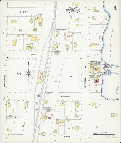 Sanborn Fire Insurance Map from Park Rapids, Hubbard County, Minnesota (1907), Sheet #0004 - Historic Sanborn Fire Insurance Map Print, vintage old map wall art, antique decor, genealogy gift, Minnesota Minnesota map