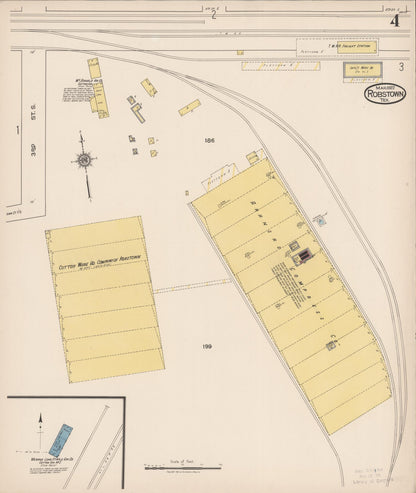 Sanborn Fire Insurance Map from Robstown, Nueces County, Texas (1922), Sheet #0004 - Complete Map Set gallery image, historic Sanborn map, vintage wall art, Texas Texas