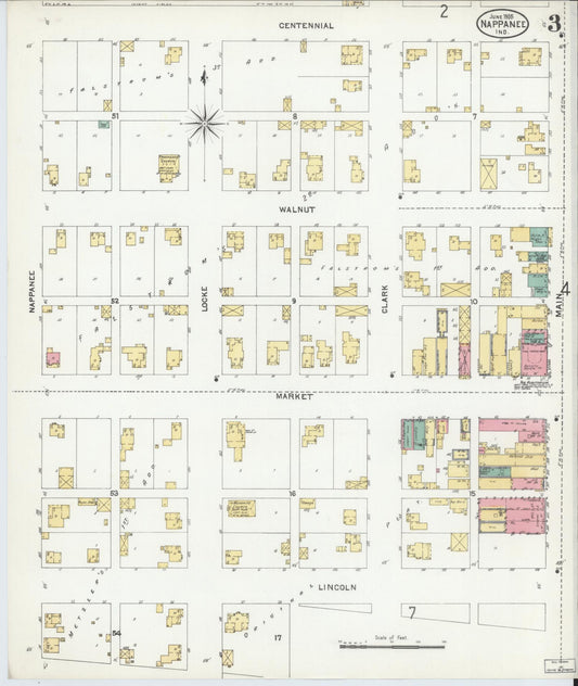 Sanborn Fire Insurance Map from Nappanee, Elkhart County, Indiana (1905), Sheet #0003 - Historic Sanborn Fire Insurance Map Print, vintage old map wall art, antique decor, genealogy gift, Indiana Indiana map
