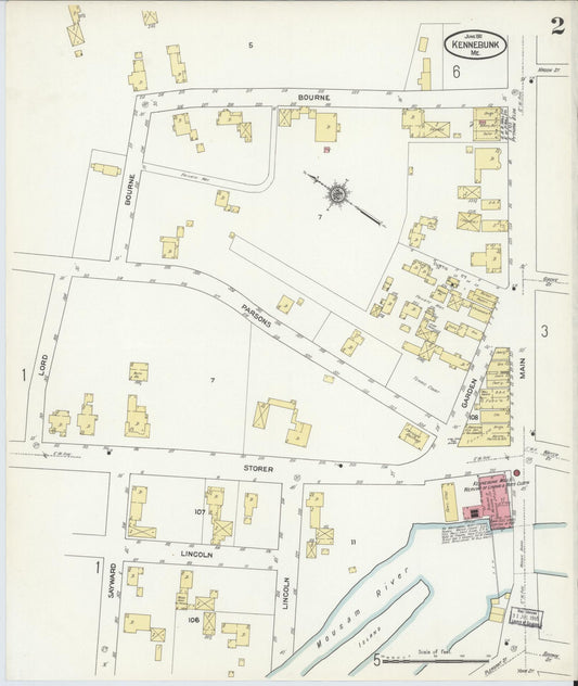 Sanborn Fire Insurance Map from Kennebunk, York County, Maine (1911), Sheet #0002 - Historic Sanborn Fire Insurance Map Print, vintage old map wall art, antique decor, genealogy gift, Maine Maine map