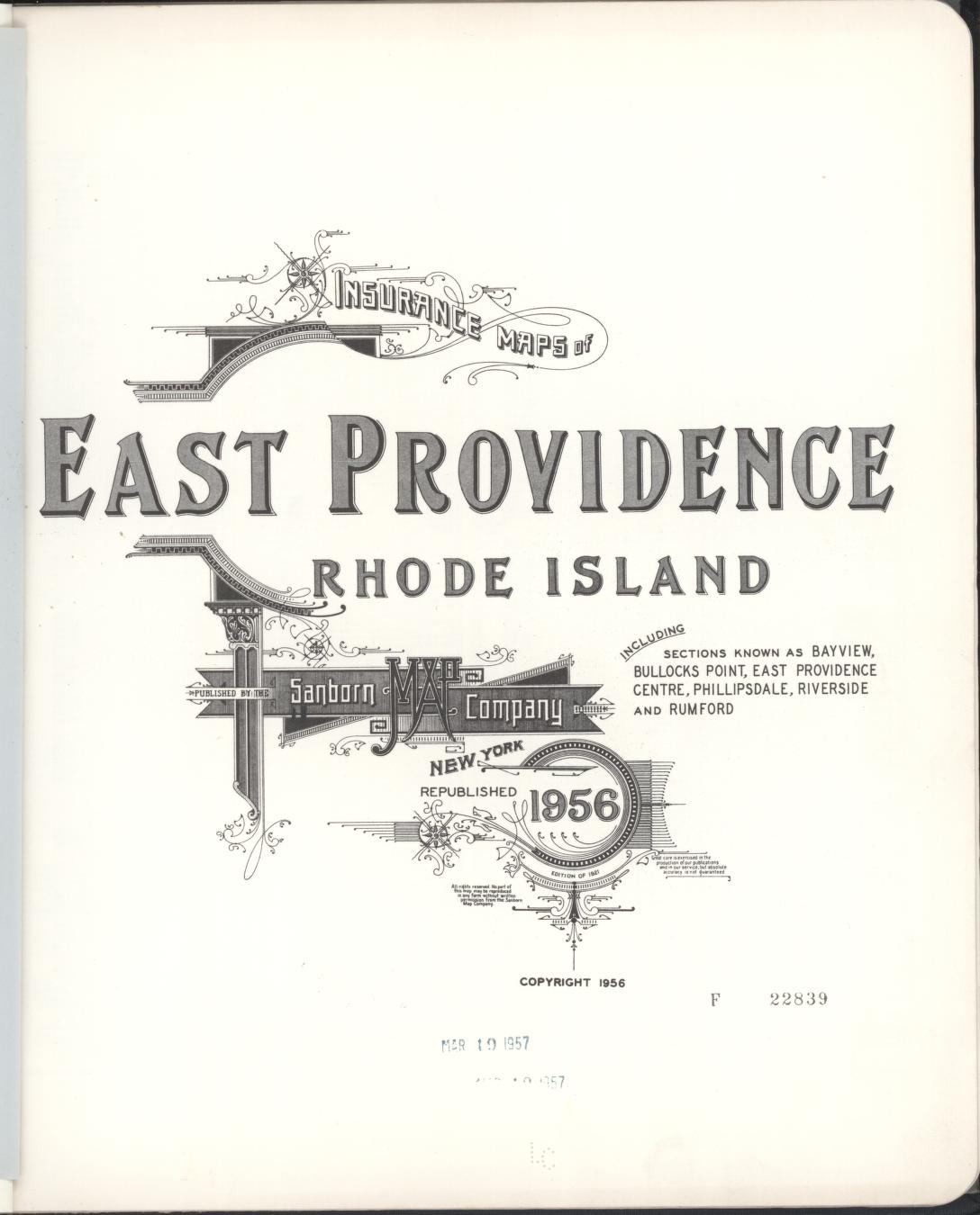 Sanborn Fire Insurance Map from East Providence, Providence County, Rhode Island. (1956) – Historic Sanborn Fire Insurance Map Print
