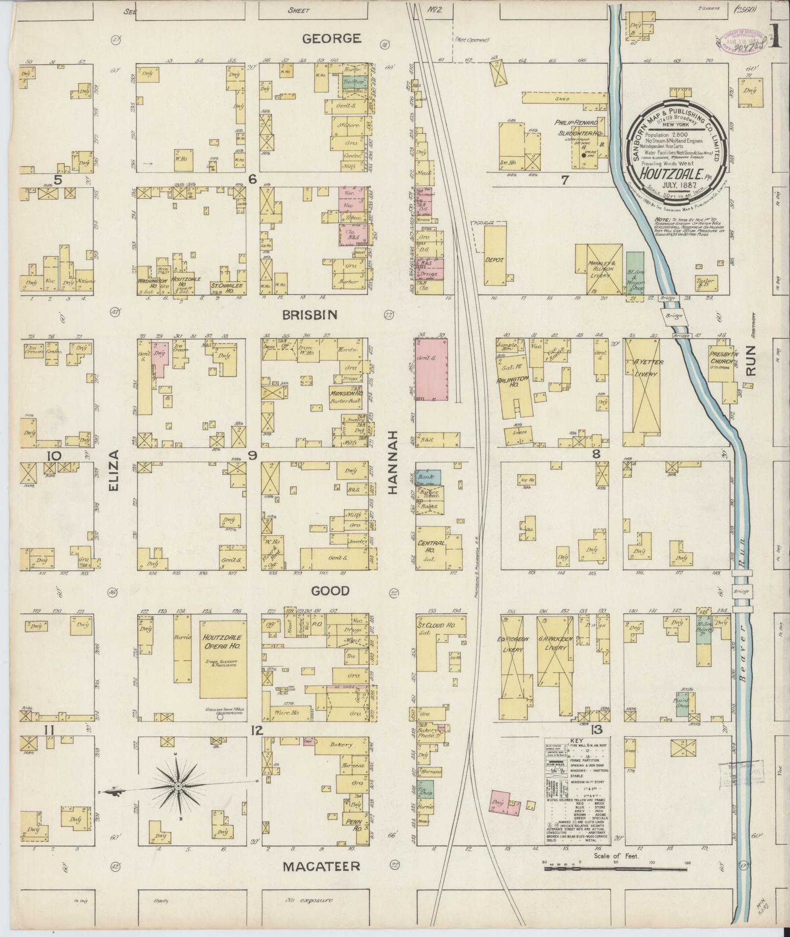 Sanborn Fire Insurance Map from Houtzdale, Clearfield County, Pennsylvania. (1887) – Historic Sanborn Fire Insurance Map Print