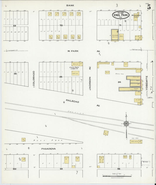 Sanborn Fire Insurance Map from Iowa Park, Wichita County, Texas (1921), Sheet #0005 - Historic Sanborn Fire Insurance Map Print, vintage old map wall art, antique decor, genealogy gift, Texas Texas map