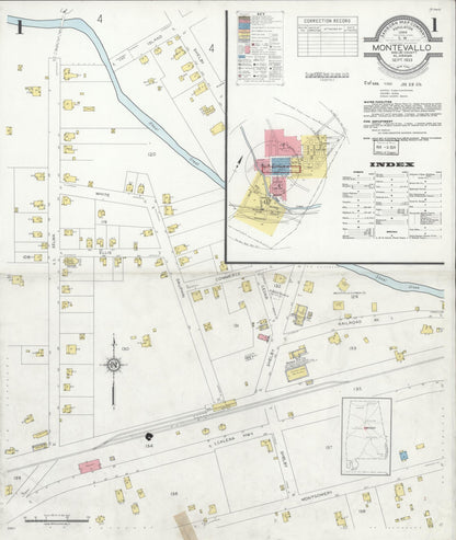Sanborn Fire Insurance Map from Montevallo, Shelby County, Alabama (1933), Sheet #0001 - Complete Map Set gallery image, historic Sanborn map, vintage wall art, Alabama Alabama