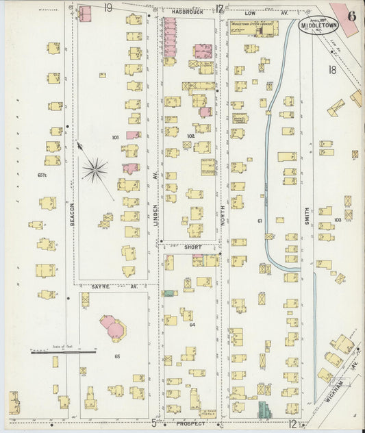 Sanborn Fire Insurance Map from Middletown, Orange County, New York (1897), Sheet #0006 - Historic Sanborn Fire Insurance Map Print, vintage old map wall art, antique decor, genealogy gift, New York New York map